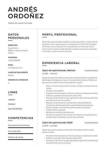 Cómo redactar un currículum cajero?