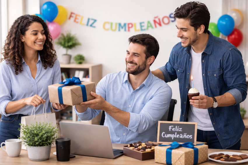 Pack regalo corporativo para cumpleaños de colega, estilo minimalista